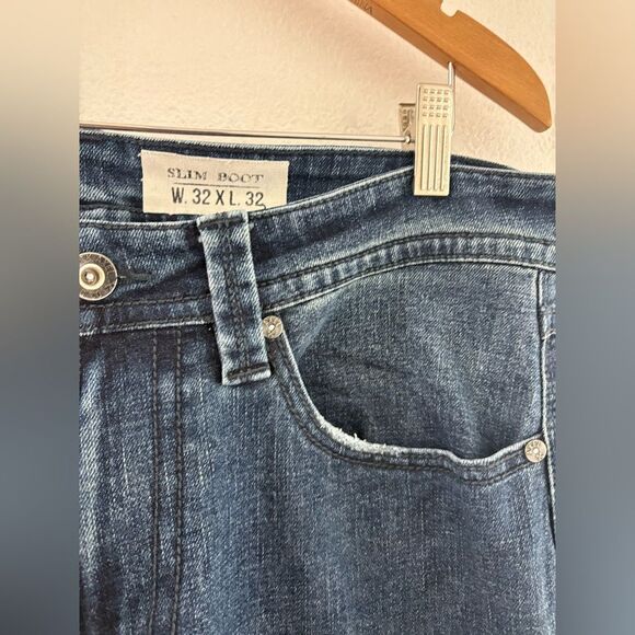 T.K. Axel Jeans Mens 32X32 Blue Dark Wash Slim Boot Western Stretch Denim - Picture 12 of 13